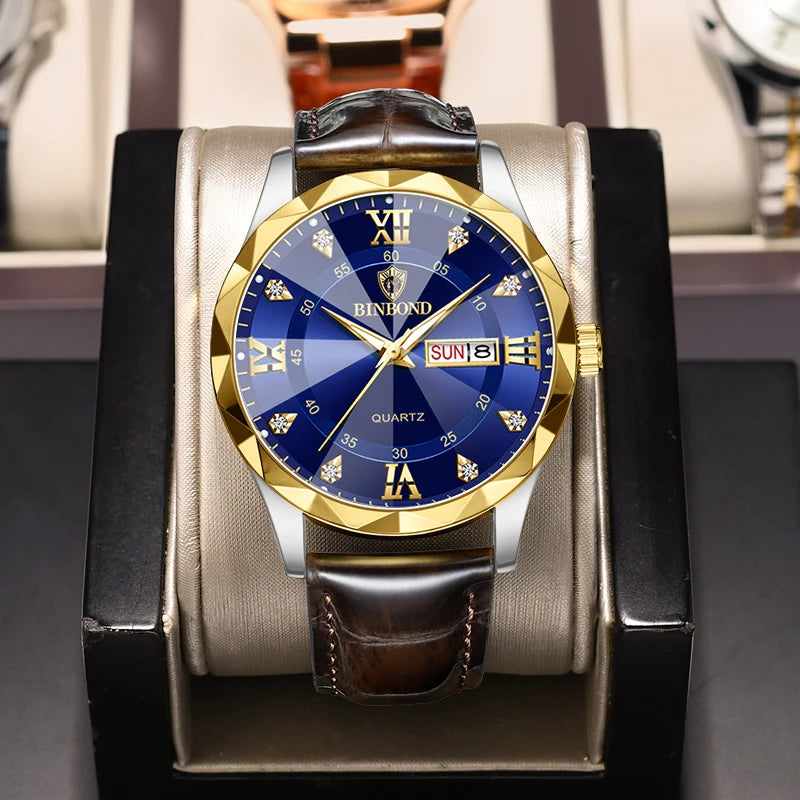 2024 New Luxury Man Wristwatch Waterproof Luminous Date Leather Men's Watches Sports Square Men Watch Casual Quartz Male Clocks