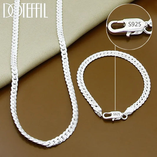 Universe Silver Side Chain Necklace & Bracelet