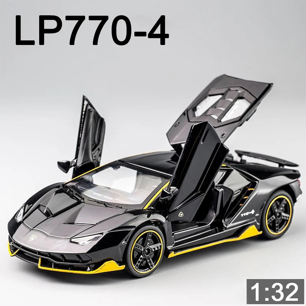 1/32 Cars Toys Auto To Scale Lambor LP770 Diecast Model Cars Alloy Autos Toys Gift for Boys Pull Back Light Music Kids Car
