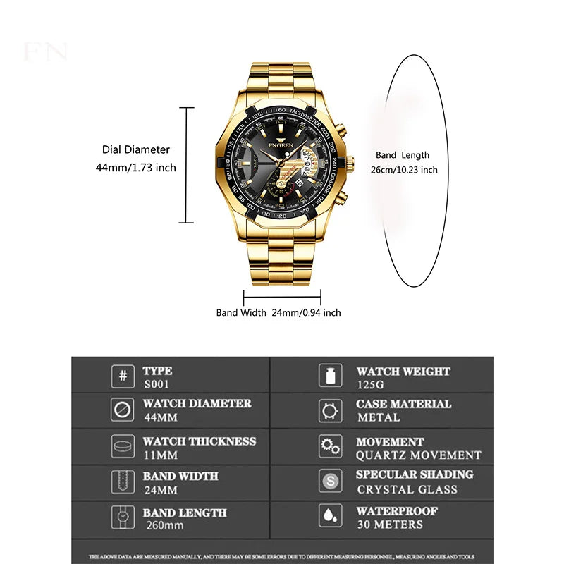 New Concept Quartz Watches Fashion Casual Military Sports Wristwatch Waterproof Luxury Men's Clock Relogio Masculino FNGEEN S001