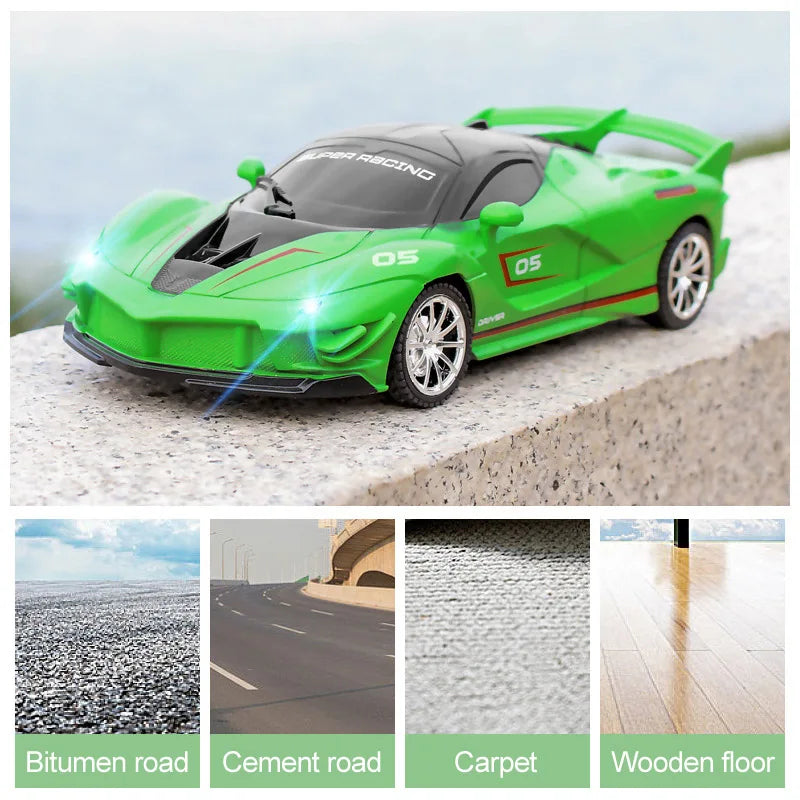 1/18 RC Car LED Light 2.4G Radio Remote Control Sports Cars For Children Racing High Speed Drive Vehicle Drift Boys Toys
