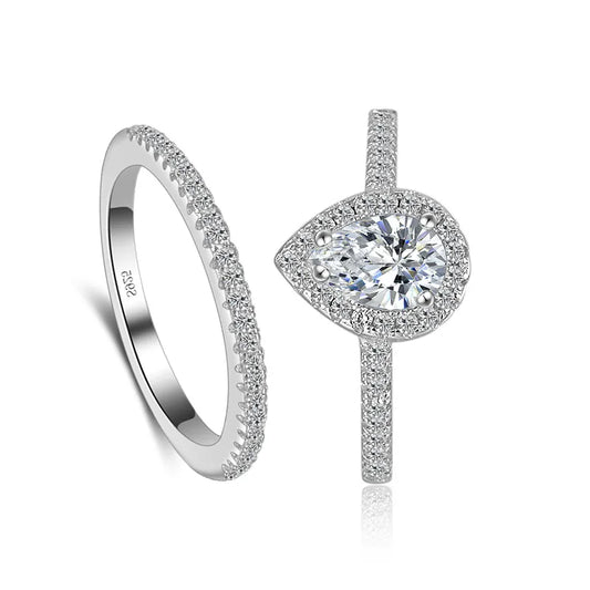 Ring 925 Silver Women ring set Jewelry Teardrop Zircon CZ Diamant Engagement Wedding Ring set for women girl