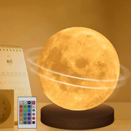 Creative 3D Led Moon Night Lamp 360° Rotating Lunar Night Light for Home Office Room Touch Control Desktop Moon Lamp 16 Colors