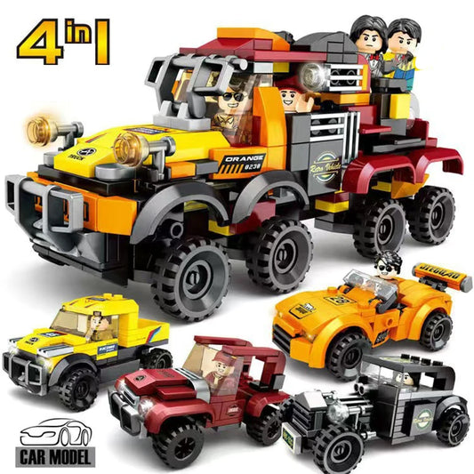 4 In 1 Buggy Building Blocks Speed Sports Vehicle Technical Model Assembly MOC Bricks Educational Toys for Birthday Gifts Kids