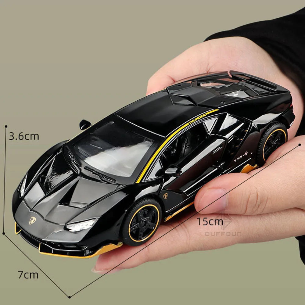 1/32 Cars Toys Auto To Scale Lambor LP770 Diecast Model Cars Alloy Autos Toys Gift for Boys Pull Back Light Music Kids Car