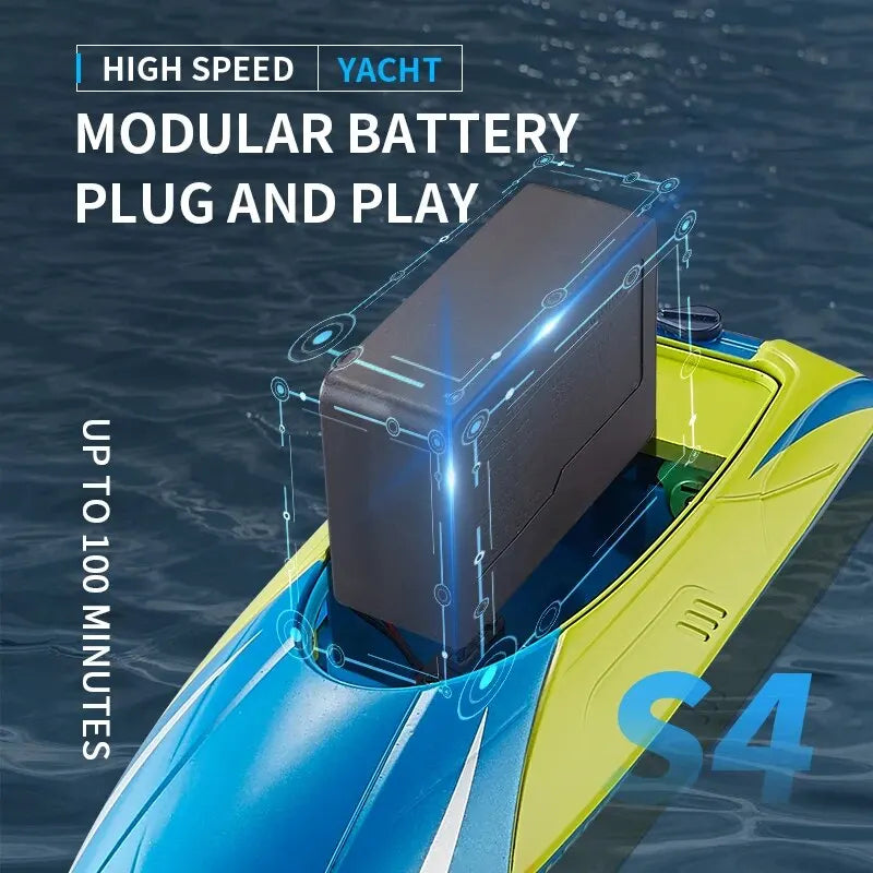 2.4G Remote Control Boat Double Rudder Motor Waterproof ABS High Speed Speedboat S4 Boy Toy Remote Control Speedboat Gift
