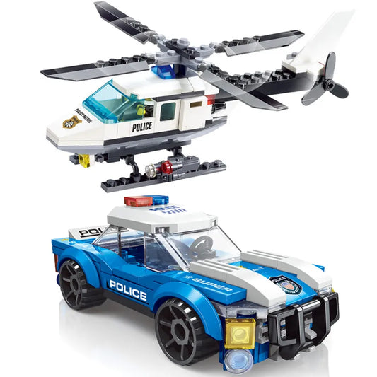 City Police Helicopter Car SWAT Plane Carrier Vehicle MOC Aircraft Building Blocks Bricks Classic Model Toy For Kids Gifts