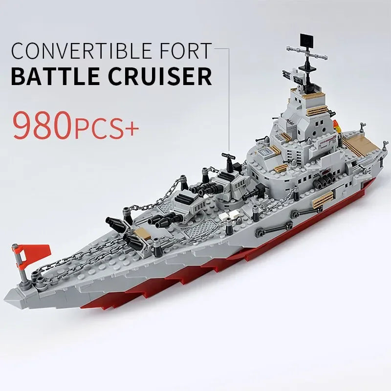 Navy War Chariot Ship Army Boat Plane Model Warships Building Blocks Construction Set for Boys Bricks Toys Christmas Gifts