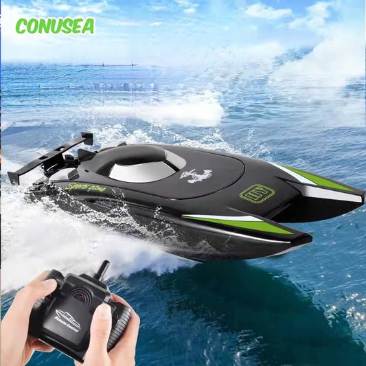 2.4G Radio Rc Boat 30Km/h Racing Boat High Speed Speedboat 20Mins Battery 2 Ch Dual Motor Waterproof Remote Control Ship Toy Boy